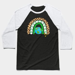 Earth Day Leopard Rainbow Baseball T-Shirt